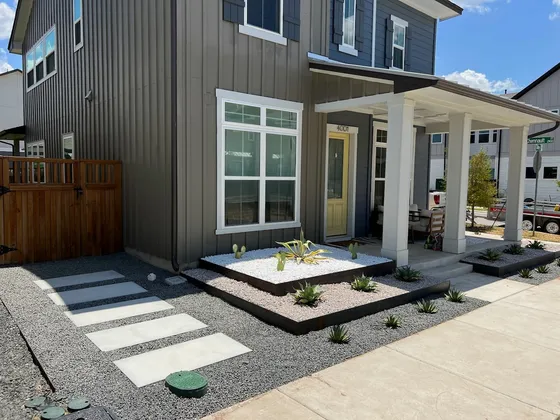 Decorative rock and gravel bed installed in Austin, Texas